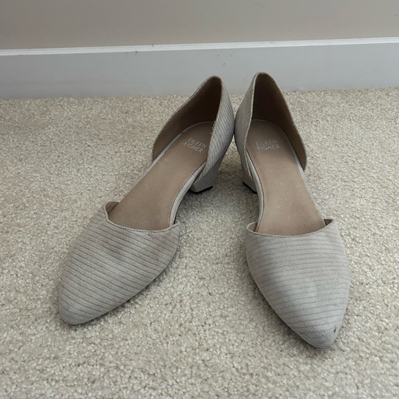 Eileen Fisher Rumi d’Orsay Pump Size 7.5 Tan Suede - Picture 1 of 9